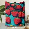 Red Strawberry Pattern Flannel Printed Blanket Suitable for All Seasons Suitable for Living Room Office Sofa and Travel