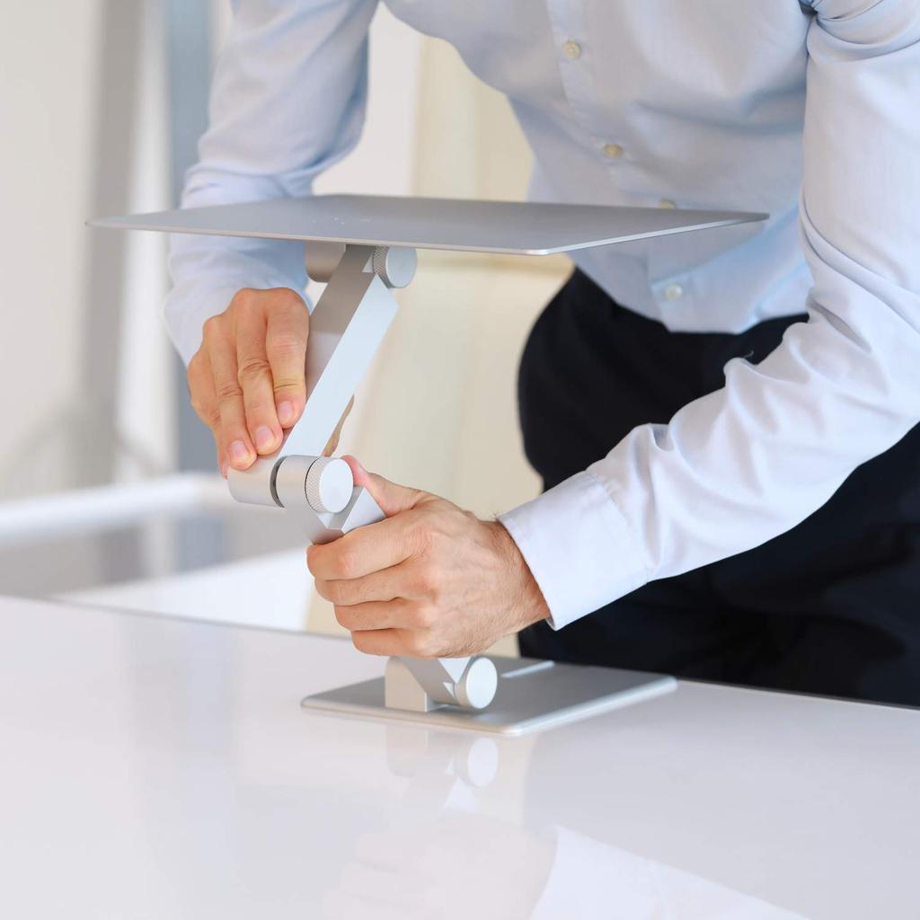 Maxstand Stehender Arm (Silber) mit VESA-Halterung