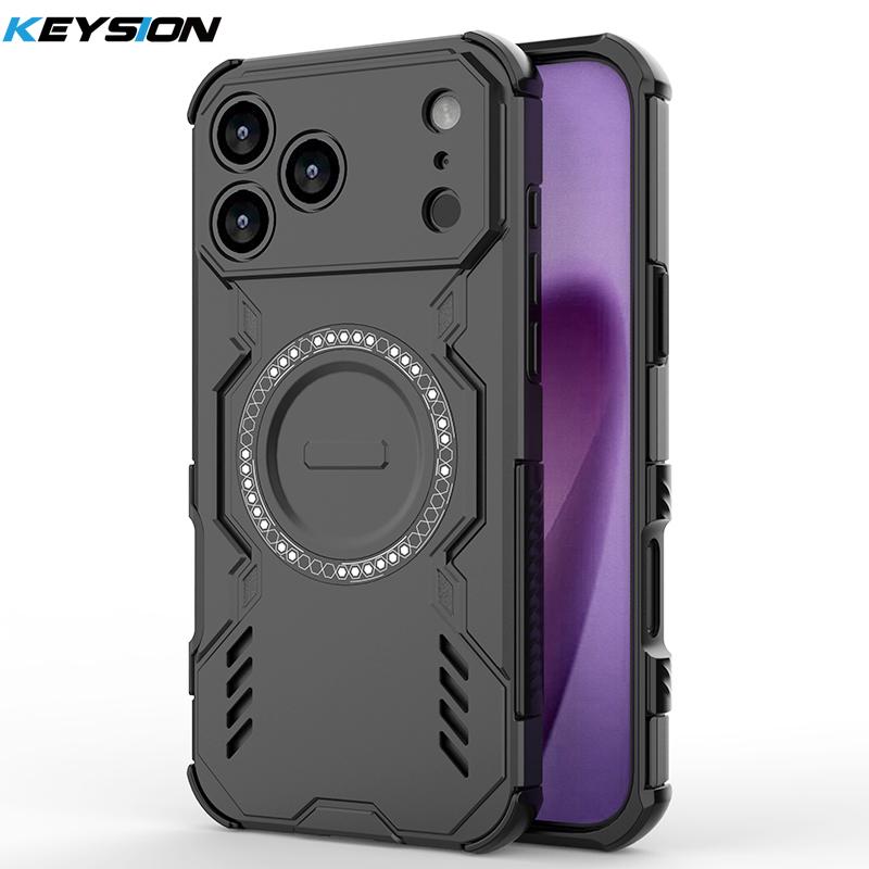 

KEYSION Hollow Heat Dissipation Case for MagSafe for iPhone 17 Pro Max Soft Silicone+PC Magnetic Cooling Shockproof Phone Cover for iPhone 17 Pro Max чёрный