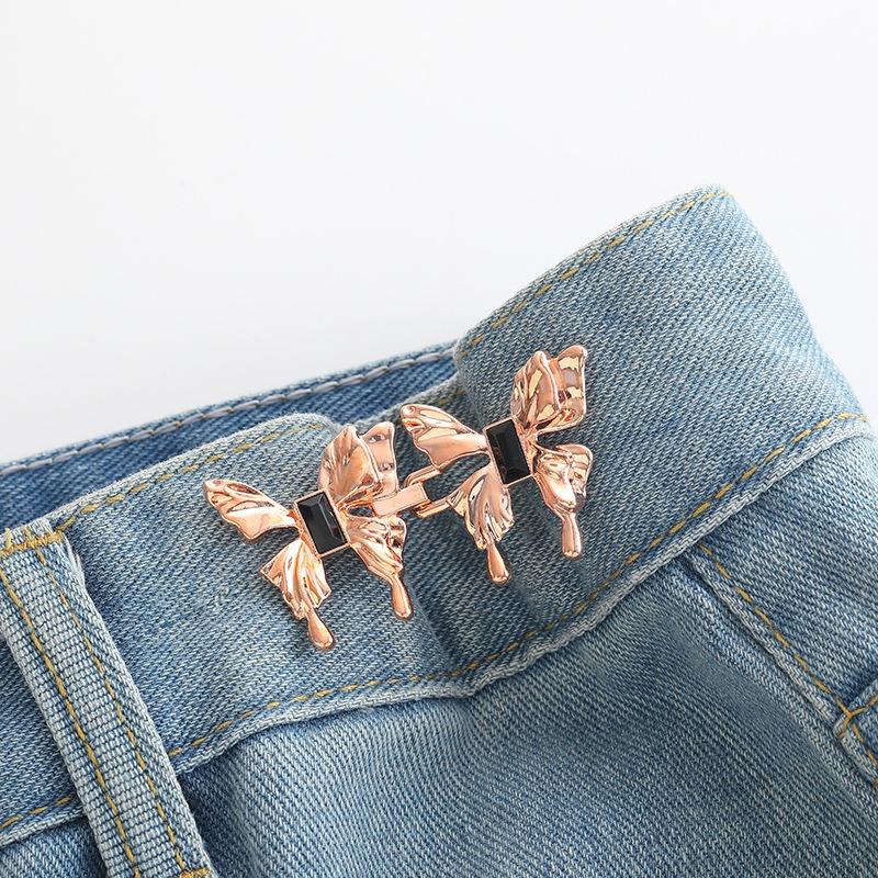 Butterfly Jeans Button Adjustable Clips for Pant Skirts Waist Tightener Buckle Snap Button Adjuster Pants Pin Retractable Button