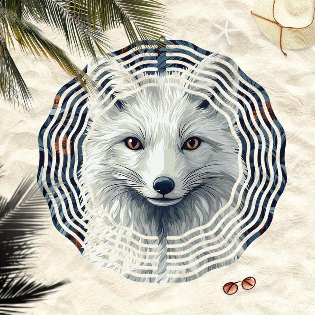 Classic Garden White Fox Metal Rotating Wind Chime Weather Resistant Outdoor Hanging Decor with Soothing Sound Perfect Gift for Christmas