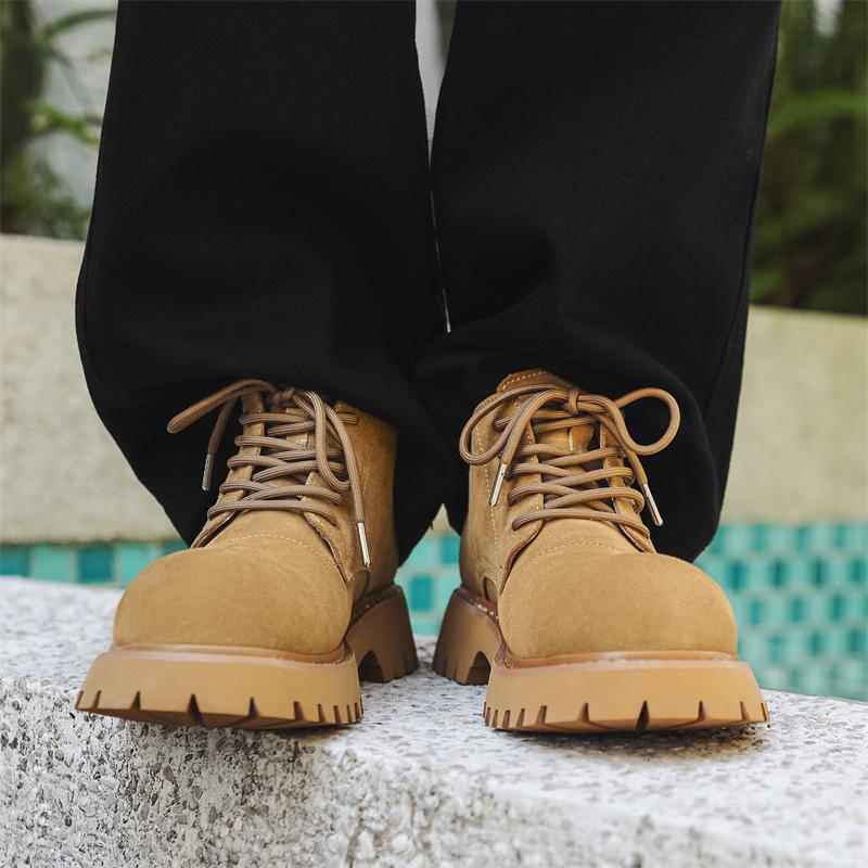 Outdoor Mountaineering Martin Boots Men's 2024 New British Big Head Tooling Boots Medium Top Rhubarb Boots 4727-J