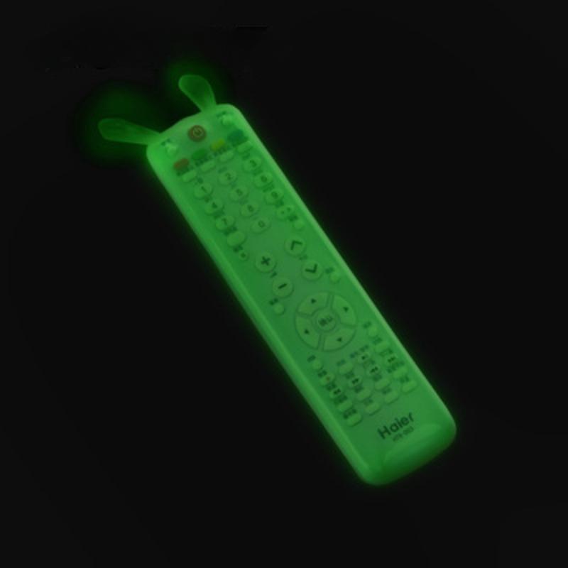 

1 шт. Силиконовый прозрачный чехол-накладка для пульта дистанционного управления телевизора с кроличьими ушками, пылезащитный мешок для хранения, светящийся