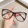 Vintage Oversized Glasses Anti Blue Light Glasses Retro Brand Big Frame Women's Eyeglasses Clear Gradient Yellow Square Glasses