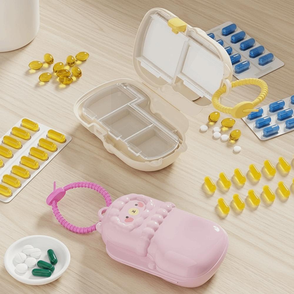Cartoon Alpaca Medicine Storage Box Moisture-Proof Large Capacity Mini Pill Case Sealed with Lanyard Pill Organizer