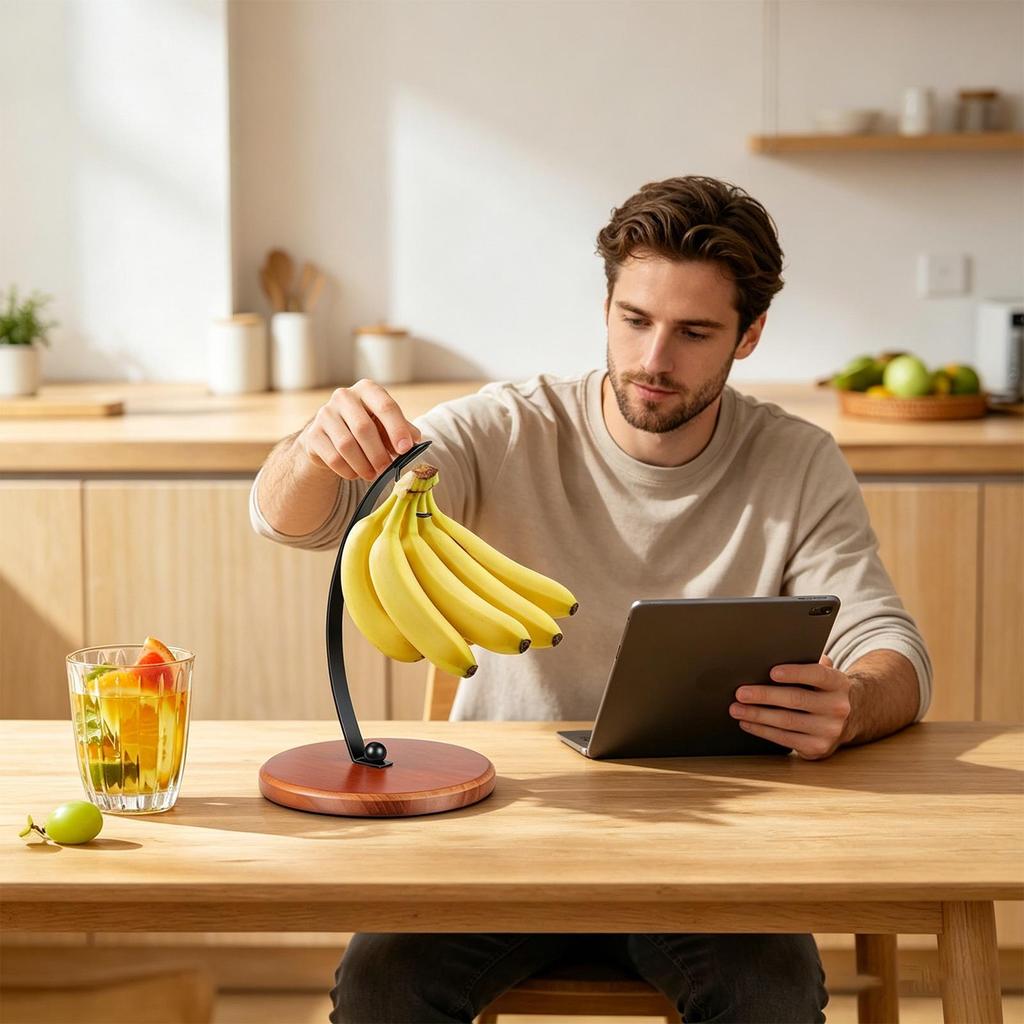 Banana Tree Metal Modern Kitchen Storage Fruit Holder Banana Hook Stand for Home Bedroom Living Room Cabinet Pantry Dining Table