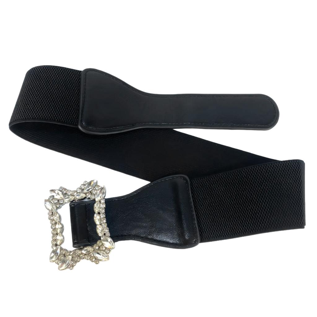 Sparkly Wide Waist Belt Rhinestones Buckle for Hot Girl Glitter Corset Trendy Underbust Waist Chain Belt Disco Party