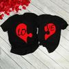 King Queen Couples T Shirt Love Jigsaw Print Couple Tshirt Summer Fashion Woman T-shirt Casual O-Neck Tops Lovers Tee Shirt