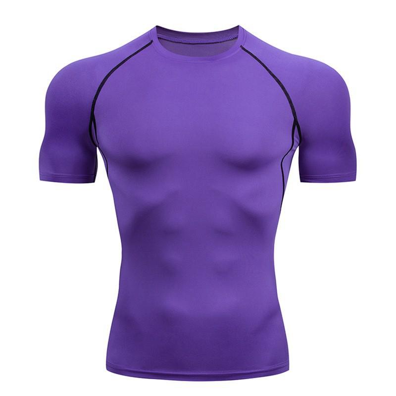 Herr sommar t-shirt sport fitnesskläder åtsittande kortärmad hög stretch andningsbar snabbtorkande is siden löpning baslager träningslinne