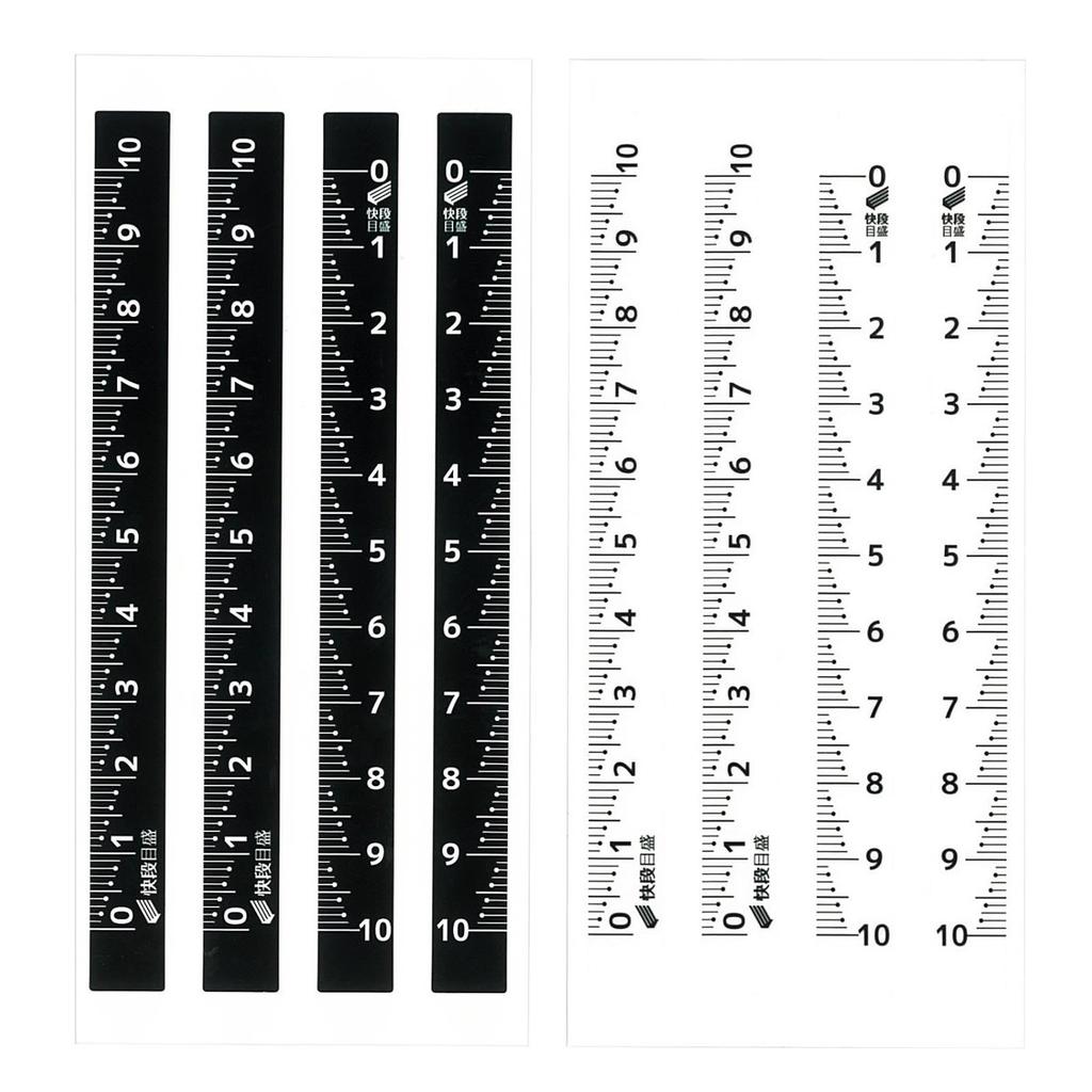 Niigataseiki SK Japanese Ruler Sticker Kaidan Scale 10cm Black and Transparent Sheets 2-Pack MSL-NE10KD