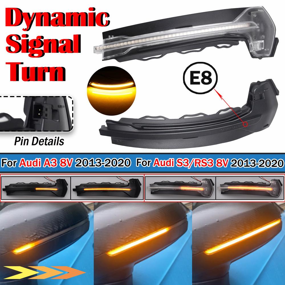 2 Stück LED Dynamisches Blinkerlicht für A3 8V S3 RS3 Sequenzieller Seitenspiegel Blinker 2013 2014 2015 2016 2017 2018