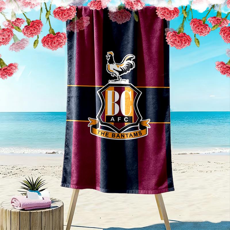 Bradford City AFC Print Beach Towel, Large Soft Quick Dry Towel for Beach Camping Swimming