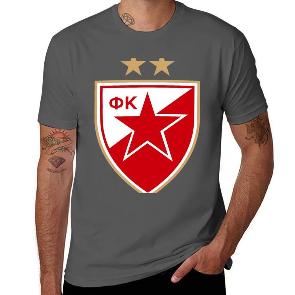 Red Star Belgrade TShirt Outdoor Work Short Sleeve Top