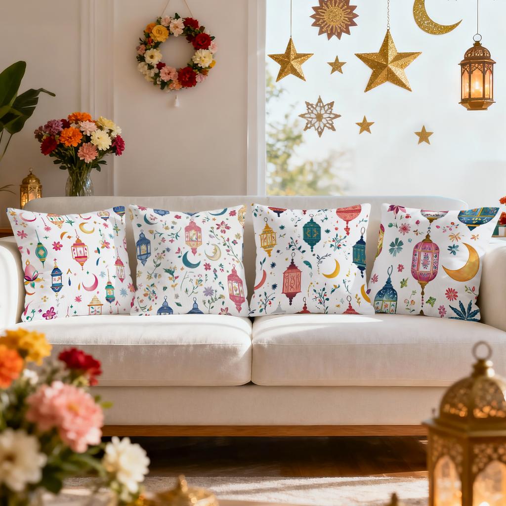 Ramadan Lantern Flowers Pillowcase Bedroom Sofa Cushion Cover 100% Polyester Living Room Cushion Pillowcase Home Decor
