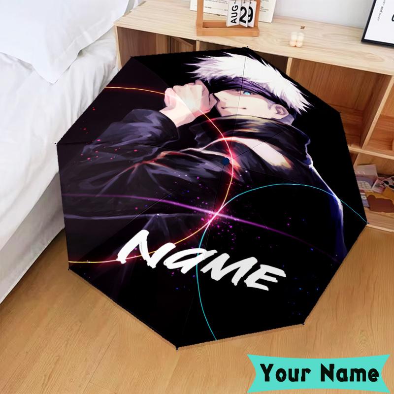 Custom Name Light Darkness Jujutsu Umbrella, Foldable Umbrella Suitable for Outdoor Shopping Travel Sports, Exquisite Gift for Family