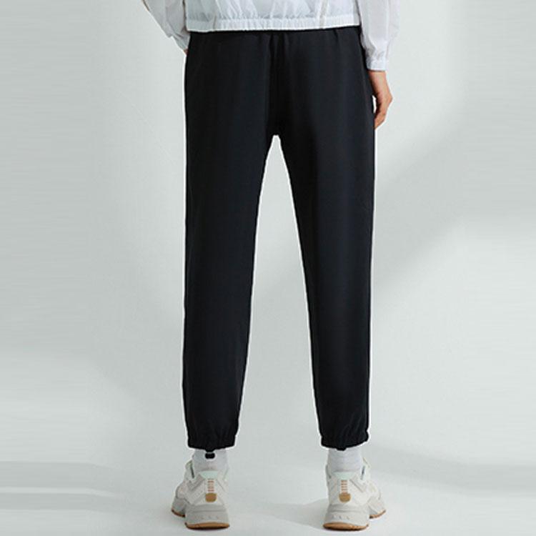 Li Ning Solid Color Elastic Letter Print Sports Long Pants Women Bottoms Black AYKR994-1