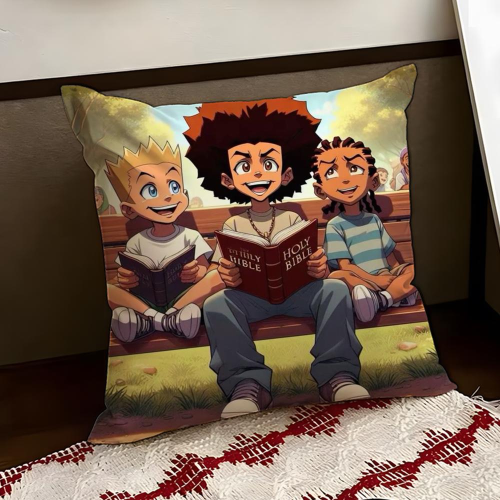 Cartoon ABoondocks Retro Cushion Cover Reversible Soft Durable Pillow Cover Home  Car MultiScene Use for Daily Comfort
