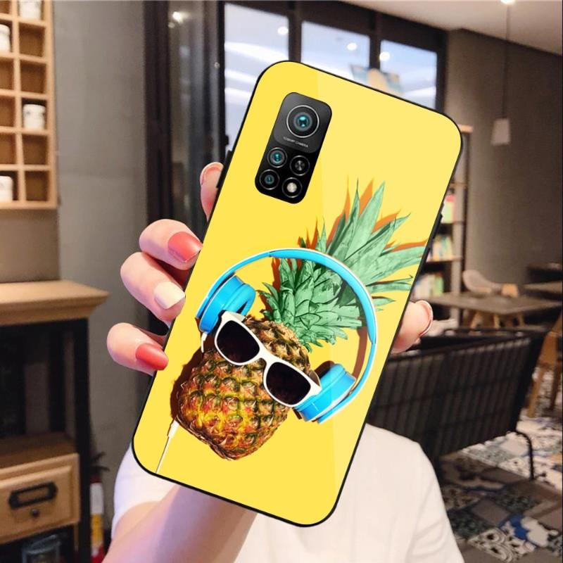 Etui na telefon Summer Beach Fruit Pineapple do Xiaomi 12 11T 10 9 Redmi Note 11 10 10S Pro Redmi 9 9A 8 czarne szkło PC