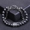 Men's Natural Tiger Eye Stone & Stainless Steel Chain Bracelet