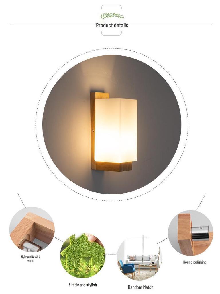 Modern Minimalist LED Wood Wall Lamp for Bedroom, Living Room, Corridor, Staircase, or Balcony