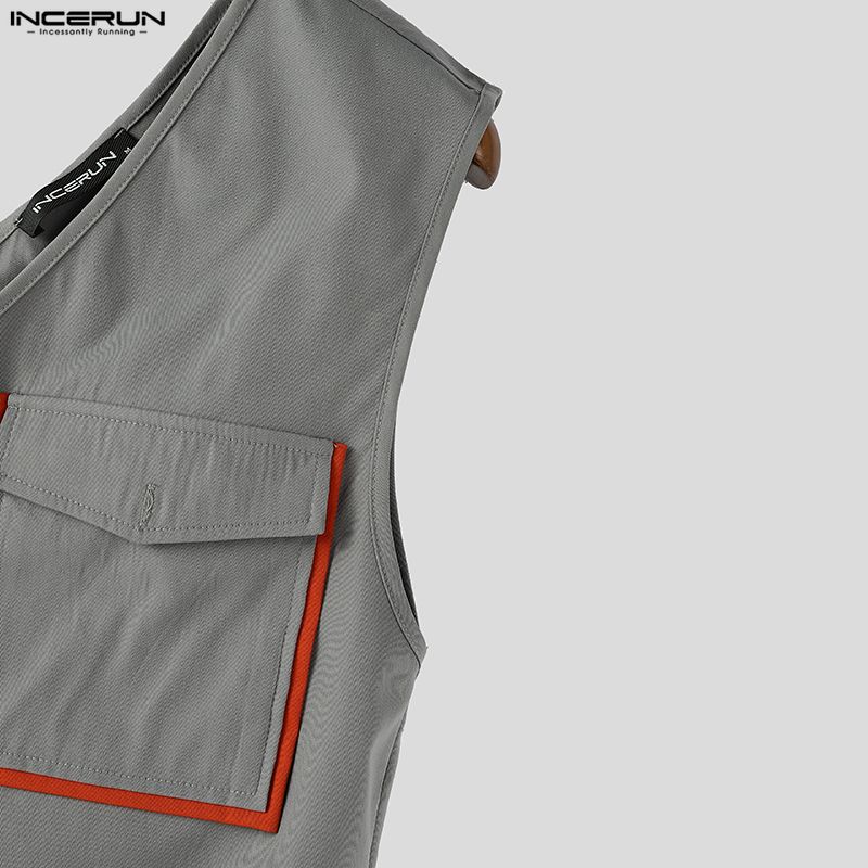 INCERUN 2 STÜCKE Herren Ärmellose Einseitige Tanktops und Lange Hosen Outfit Sets