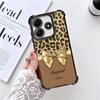 Leopard Print Bow Trend Soft Phone Case For Xiaomi Redmi Note 14 15 Pro Plus 13 12 11S 11T 5G 10 9S 9 Plating Anti-Fall Fundas