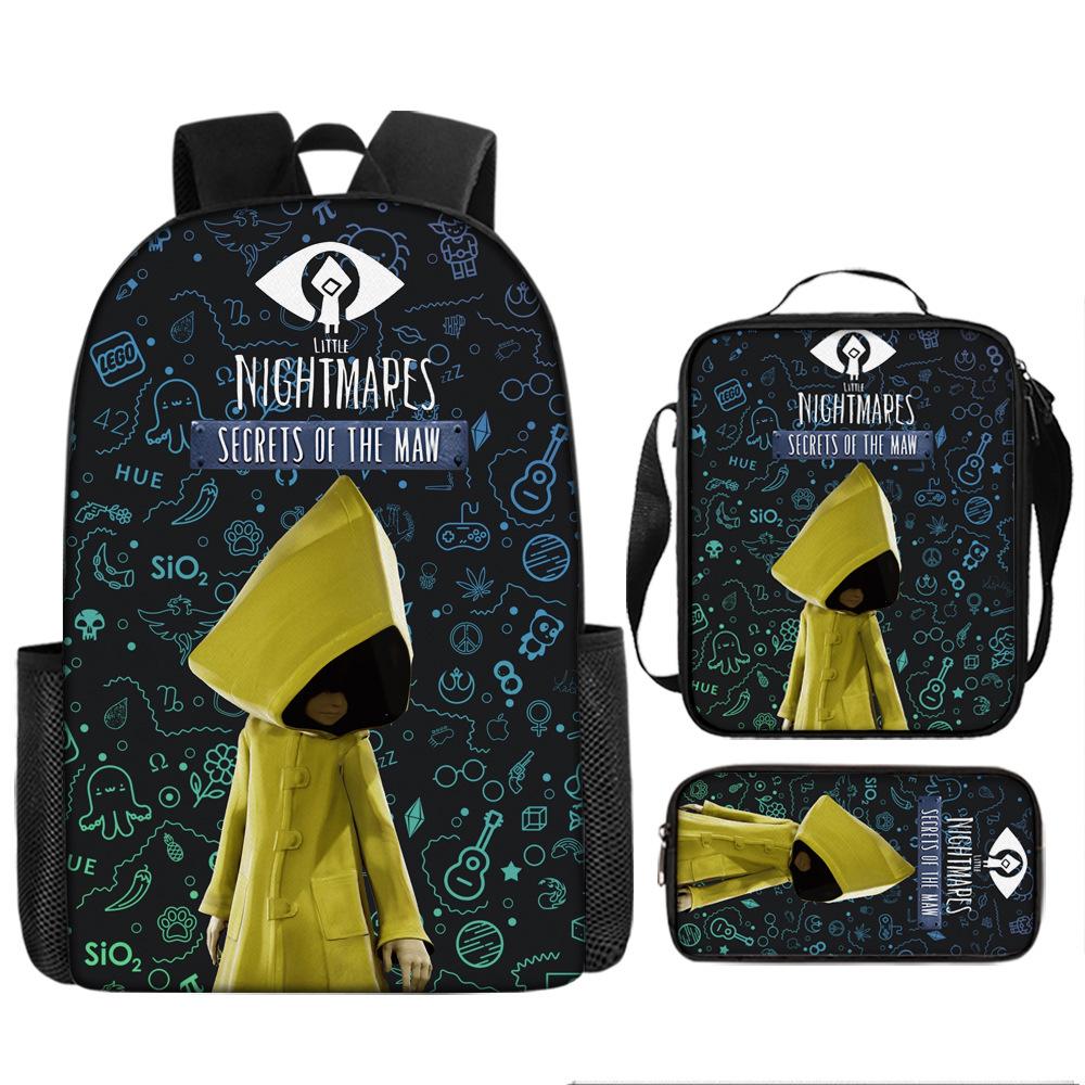 Luxury Popular Novelty Little Nightmares 3D Print 3pcs/Set pupil School Bags Laptop Daypack Backpack Lunch bag Pencil Case