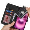 For iPhone 16 Plus Wallet Case Double Folded Edge Skin Touch PU Leather Flip Phone Cover