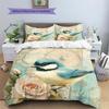 Map Flower Bird Pattern Bedding Quilt Set  Home Decoration  Gift (1 * duvet cover + 2 * pillowcase  without core)