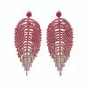 Silver needle diamond leaf fringed earrings retro fashion exquisite earrings light luxury high-end earrings design sense niche