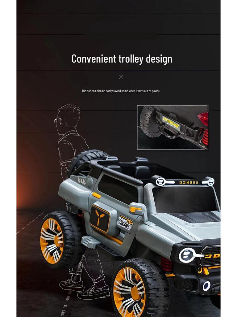 Children’s 4-Wheel Electric Car: Two-Seater Off-Road Toy with Remote Control – Suitable for Kids and Adults.