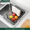 Retractable Stainless Steel Sink Drain Rack and Mat Set