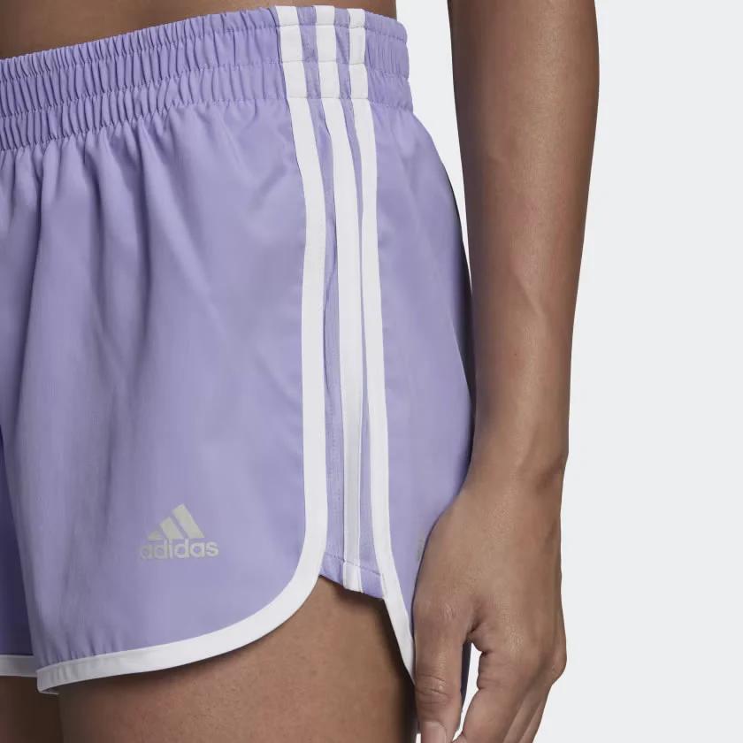 Adidas Logo Print Mid-Rise Drawstring Sports Shorts Women Shorts Light-Purple HC1769