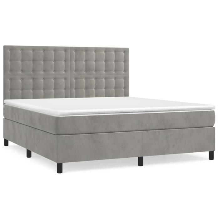 3143271 vidaXL Divan-lit Et Matelas Gris Clair 160x200cm Velours