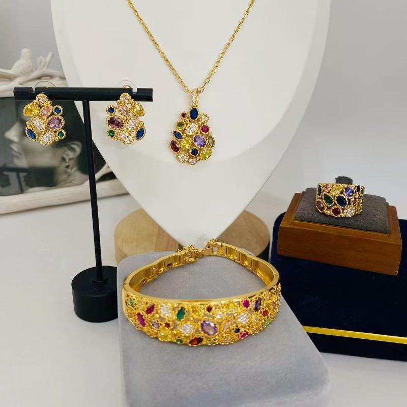 New Old Money Style Light Luxury Suit High Sense Irregular Graphics Inlaid Zircon Colorful Design Fashion Sense Full