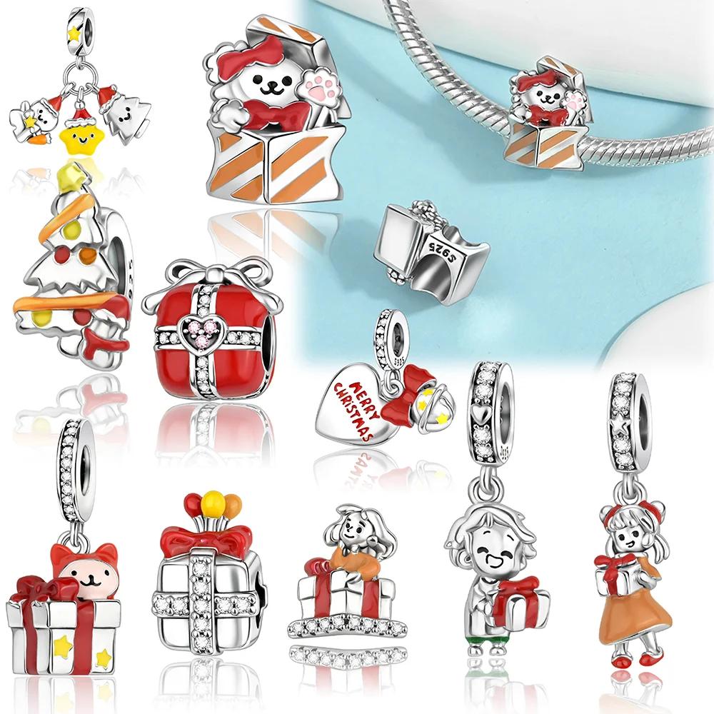 Boys Girls Christmas Gift Box Charm Copper Plated For Charms Copper Plated Original Bracelet For Jewelry Making