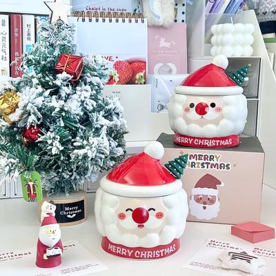 Christmas Gift Santa Claus Shape Ceramic Mug with Lid Spoon for Girls Souvenir Practical Gift Box
