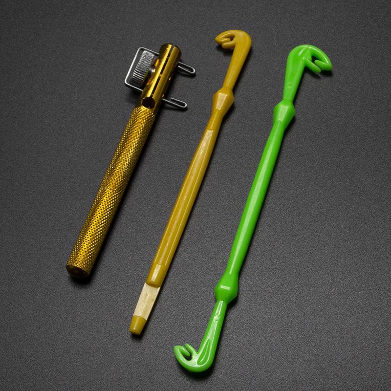 Golden Dual-Function Metal Knot Tying Tool - Portable, Manual, and Durable Aluminum Alloy Design