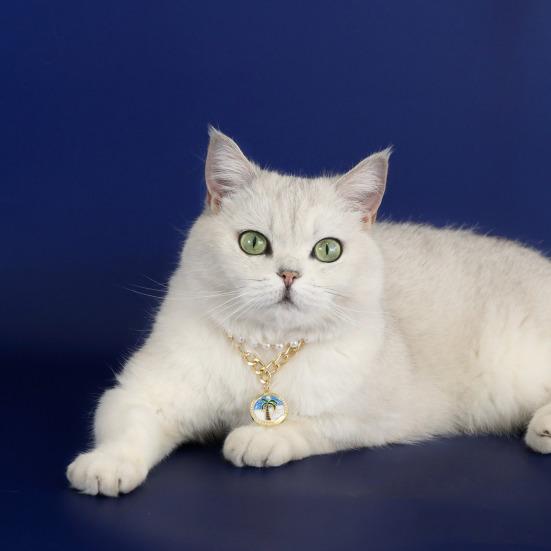 Faux Pearl Pet Necklace for Cats Dogs Adjustable Double-Layer Cat Collar with Ocean Theme Pendant for Wedding Birthday Accessory