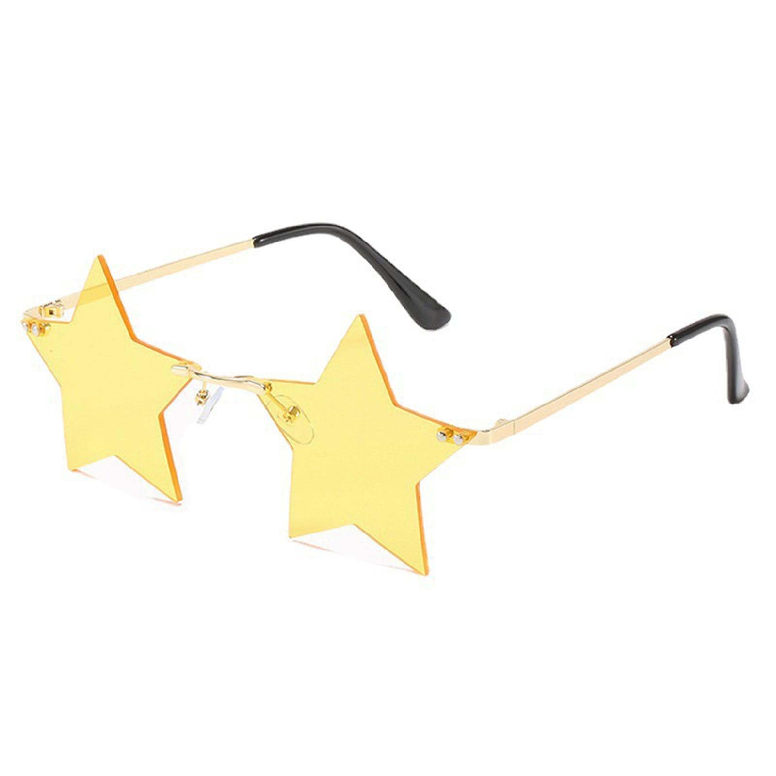 

Мужские и женские модные однотонные солнцезащитные очки в форме звезды, танцевальная вечеринка, праздничные декоративные очки One Size жёлтый