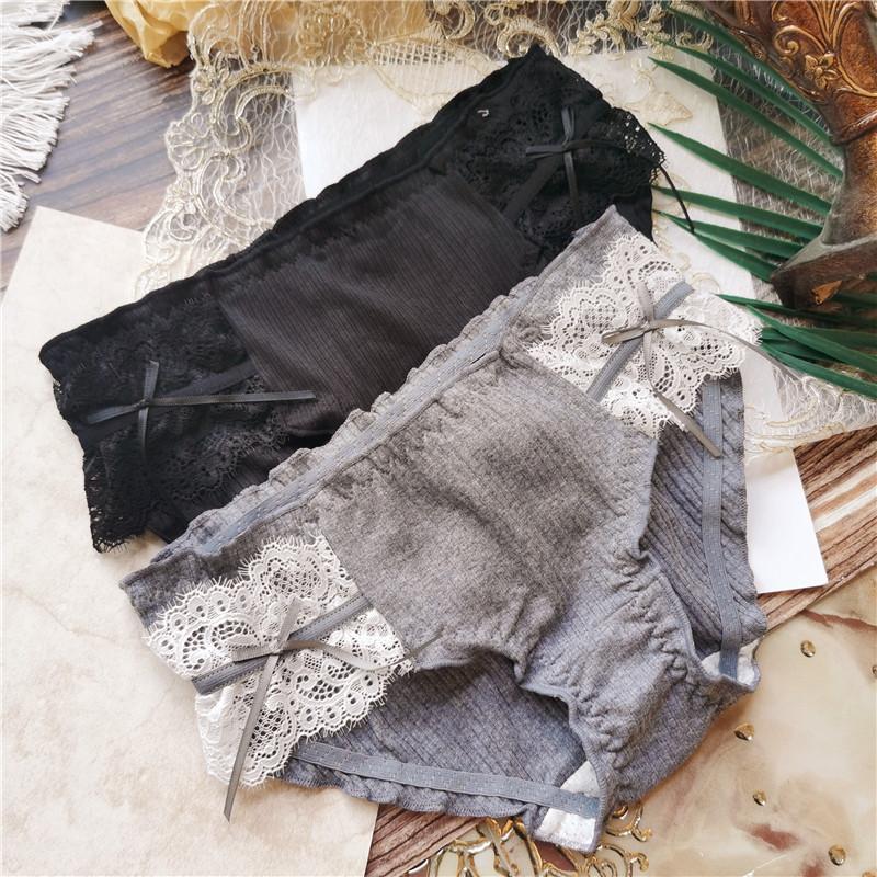 Simpatici Slip Filettati con Bordo in Pizzo Avvolgenti sui Fianchi a Vita Bassa Mutandine da Donna