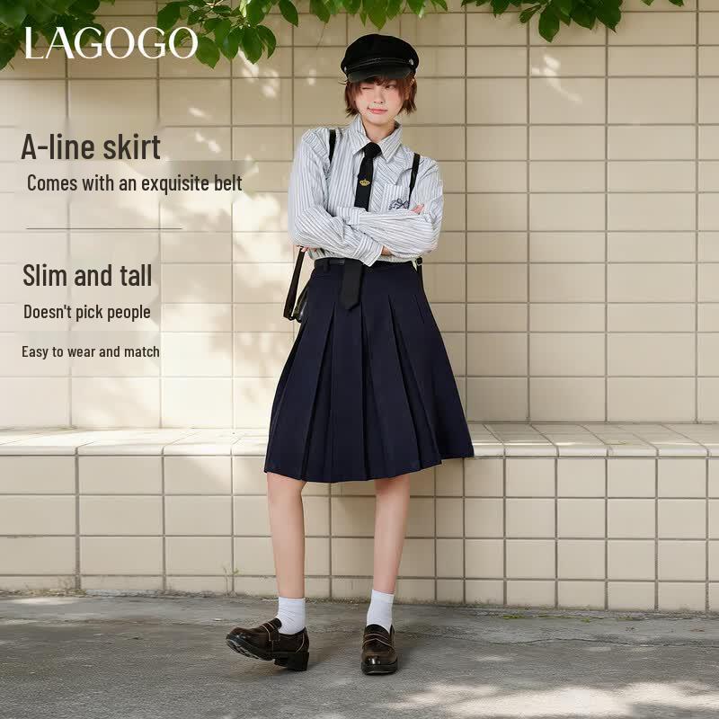 LAGOGO Women s JK Style A-Line Skirt S