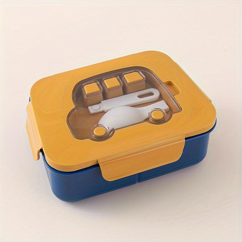 Colorful Youngsters' Lunch Box with Car Design - Leak-Proof, Durable Plastic, Microwave Safe,Food Storage Container for School
