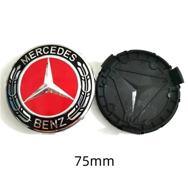 

4PCS 75mm Car Wheel Center Hub Caps Cover For Mercedes Benz B/C/E/S Class A Class C200L GLC GLK CLA Accessories Tools червоний