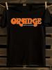 S Black Music-Themed Orange Amplifier Logo T-shirt