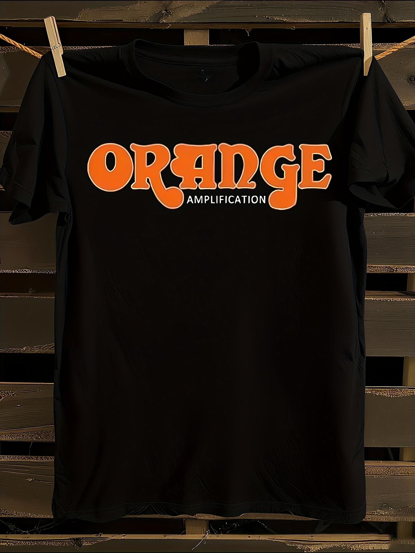 s Black Music-Themed Orange Amplifier Logo T-shirt XXL