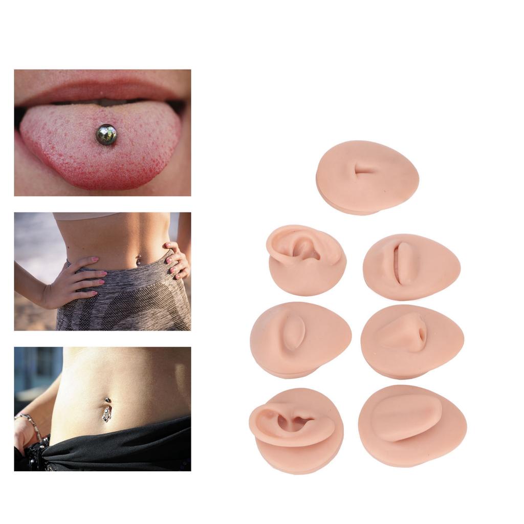 Silicone Body Practice Model Simulation Silicone Ear Eye Nose Mouth Tongue and Belly Button Model for Novice