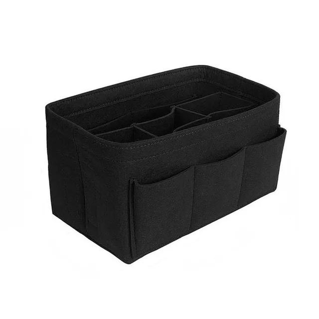 

Fashion Women Bag Cosmetic Bags And Make up Organizer Felt Insert Bag For Handbag Felt Cloth Inner Bag Fits Various Brand Bags 26x15x14cm чорний