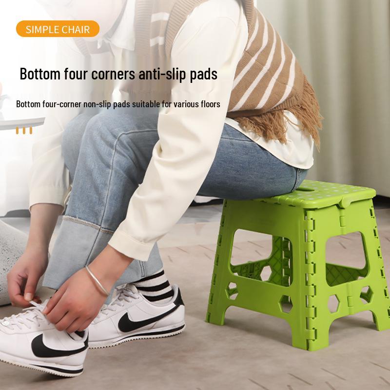 Portable Folding Cartoon Stool for Children & Adults - Durable Plastic Shoe Changing Seat
