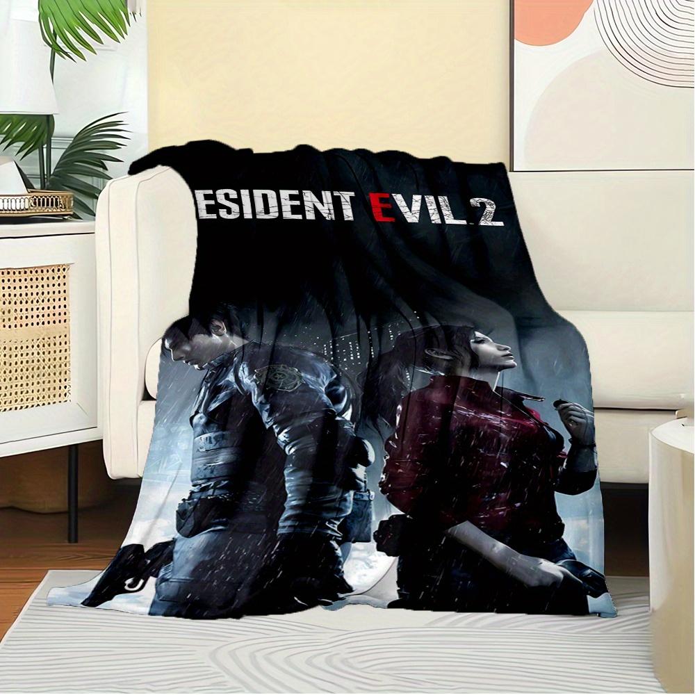 For Resident Evil 2,Leon Kennedy,Claire Redfield-Themed Flannel Blanket, Glam Style, Digital Print, All-Season Comfort, Tear-Resistant, Knit
